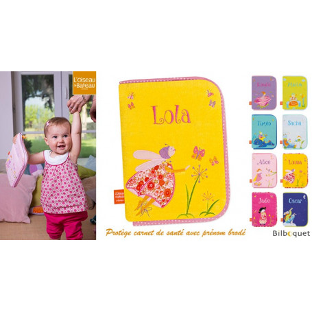Protege Carnet De Sante Avec Prenom Brode Luciole Aux Papillons