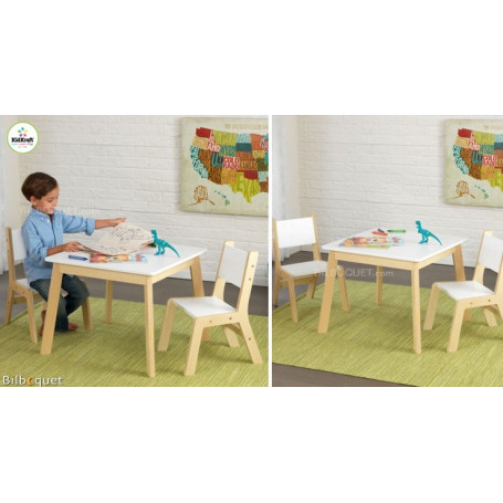 KidKraft® Ensemble table moderne, 2 chaises enfant bois