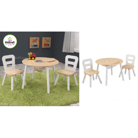 Table ronde et ses deux chaises - Mobilier enfant