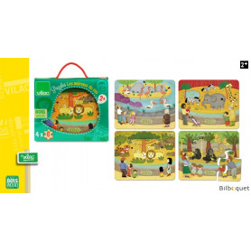 Les animaux du zoo - Coffret en bois de 4 puzzles