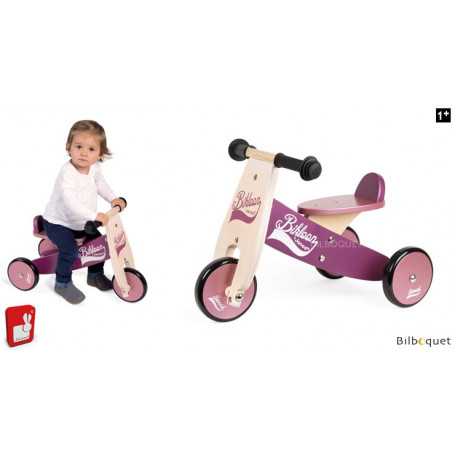 Porteur-tricycle en bois Little Bikloon violet