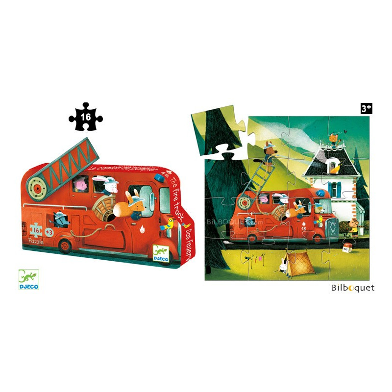 The Fire Truck Silhouette Puzzle 16 Pieces