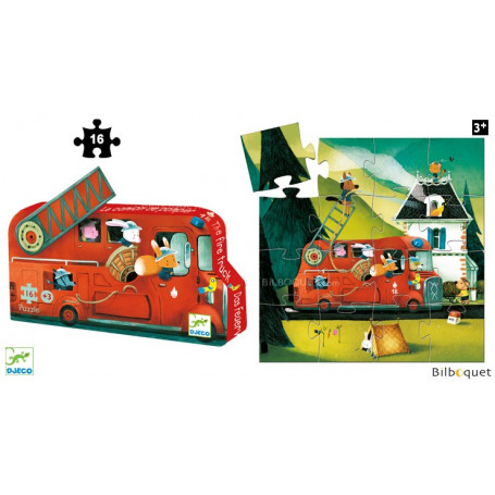 Le camion de pompier - Puzzle Silhouette 16 pièces