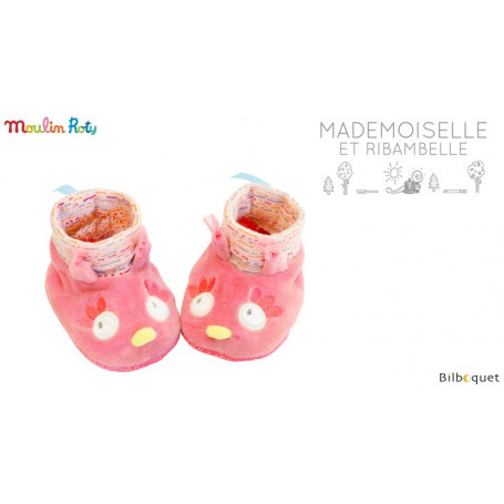 Chaussons roses Chouette pour bébé 0-6 mois - Mademoiselle et Ribambelle
