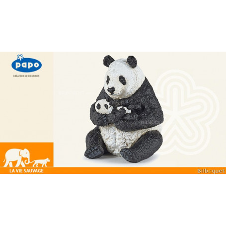 Panda assis et son bébé - Figurine à collectionner