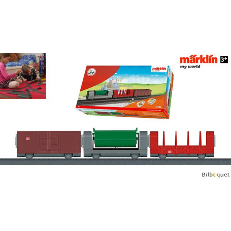 Kit de 3 wagons transport de marchandises - Märklin My World
