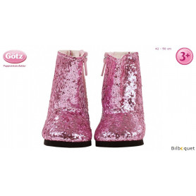 Bottes roses pailletées pour poupée de 42 à 50cm