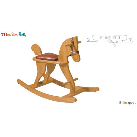 Cheval à bascule en bois de hêtre - Les jouets d'hier
