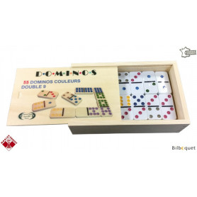 Coffret de 55 dominos couleurs Double 9