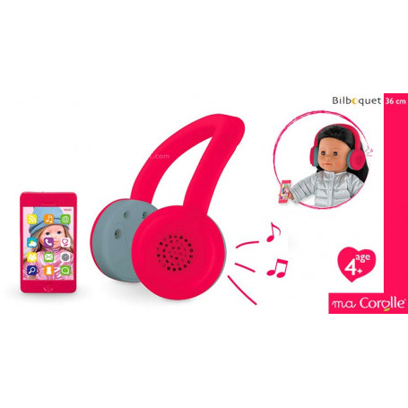 Casque audio & téléphone portable pour poupée Ma Corolle