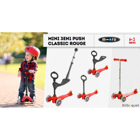 Mini Micro 3-en-1 Push Classique Rouge - trottinette et porteur