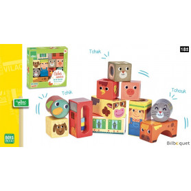 Cubes sonores de la ferme - Jouets en bois