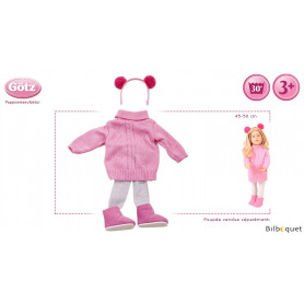 Tenue complète tricot rose - Vêtement pour poupée 45-50cm