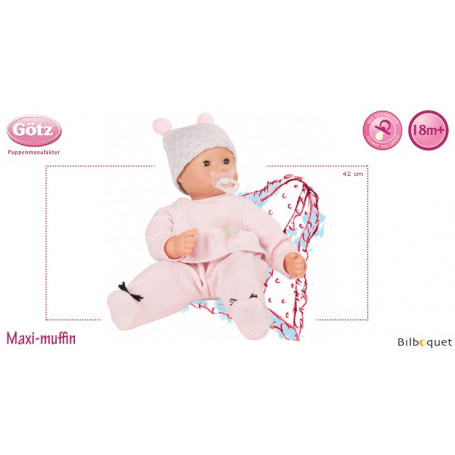 Maxy Muffin en pyjama rose 42cm - sans cheveux - Poupée Götz Corps souple