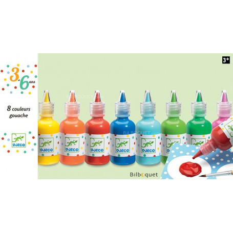 8 bouteilles de gouache-3-6ans - loisirs créatifs enfants