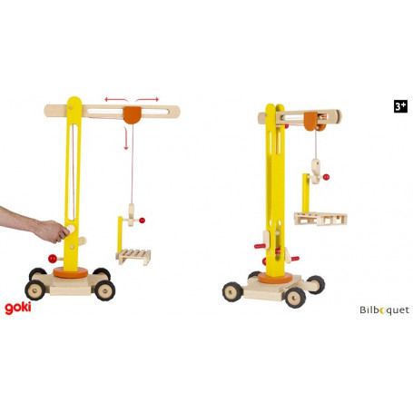 Grue de chantier tournante - Jouet en bois