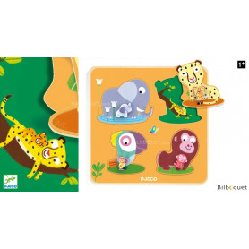 Puzzle gros boutons Mamijungle - Encastrement en bois