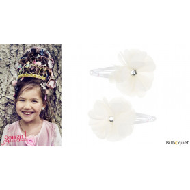 Pinces à cheveux Nanny - fleurs blanches - 1 paire - Accessoire pour enfants