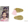 Pinces à cheveux Korene - or & pompons roses - 1 paire - Accessoire pour enfants