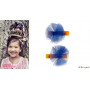 Pinces à cheveux Elly - noeuds fleuris bleu marine - 1 paire - Accessoire pour enfants