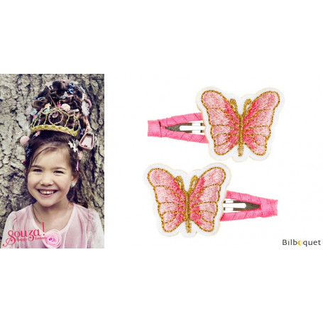 Pinces à cheveux Miranne - papillons roses - 1 paire - Accessoire pour enfants