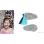 Pinces à cheveux Korene - argent & pompons bleus - 1 paire - Accessoire pour enfants