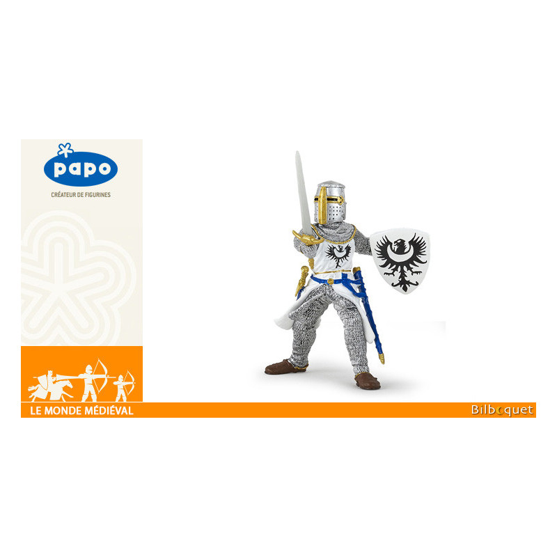 Figurine Chevalier Bleu fleur de lys - PAPO - LE MONDE MEDIEVAL - Lance
