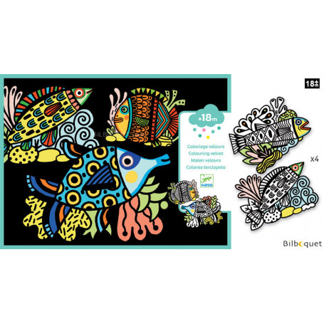 Coloriage Velours - Jolis poissons - Petits Cadeaux