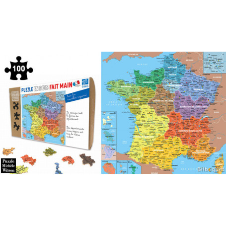 Carte de France des Départements - Puzzle en bois 100 pièces