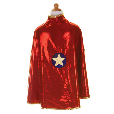 Cape réversible super-héroïne rouge et or - Déguisement fille