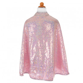 Cape réversible rose-argentée sequins - Déguisement fille