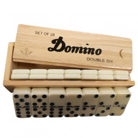 Set of 28 Dominoes - Box of rubberwood