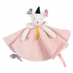 Doudou plat souris rose