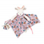 Doudou plat souris rose à motifs