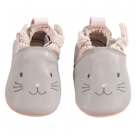 Grey leather slippers - Les petits dodos