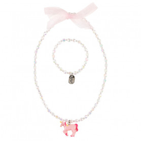 Necklace and Bracelet Angel, pink unicorn - Accessory for girls