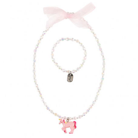 Necklace and Bracelet Angel, pink unicorn - Accessory for girls