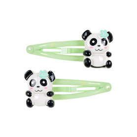 Pinces à cheveux panda vert - Accessoire pour les filles