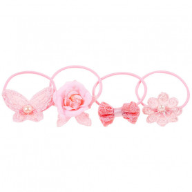 Élastique pour cheveux Laury, ensemble rose - Accessoire pour les filles