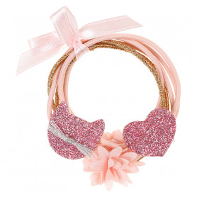 Pink Malina Hair elastic, heart and cat - Accessory for girls