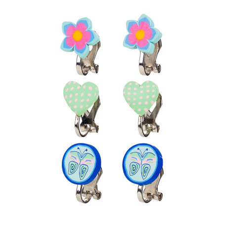 Boucles d'oreilles à clip, ensemble bleu, 3 paires - Accessoire pour les filles