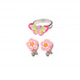 Darlene ring and Ear clips set, butterfly and flowers - Accessory for girls