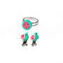 Darlene ring and Ear clips set, flower and snails - Accessory for girls