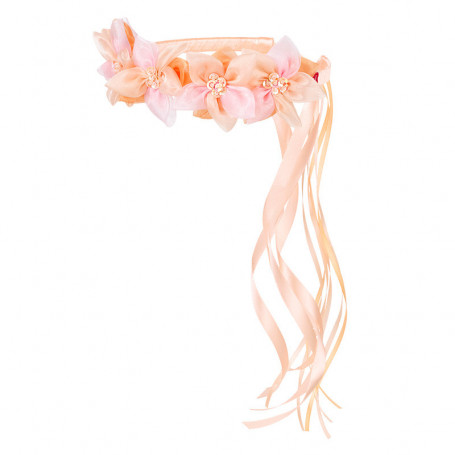 Couronne de fleurs Evaline, saumon - Accessoire pour les filles