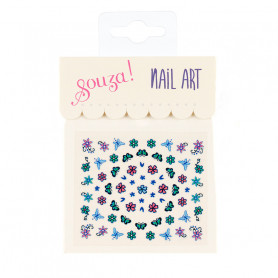 Stickers pour les ongles, fleurs et papillons bleus - Accessoire pour les filles