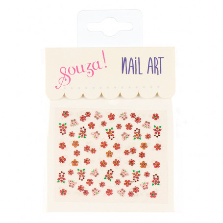 Nail stickers, orange flowers and butterflies - Accessory for girls