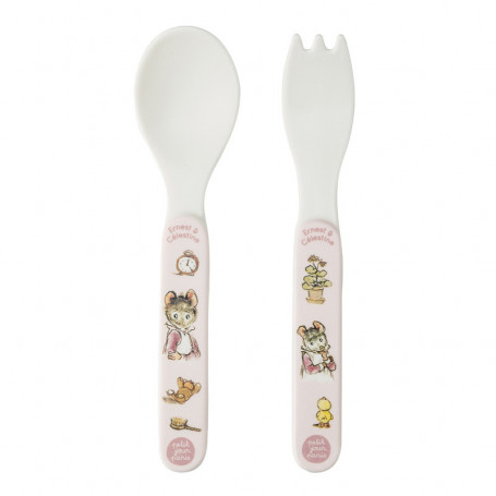 Pink 2-pieces cutlery set - Ernest & Célestine