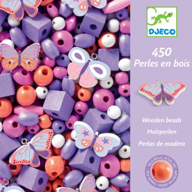 450 perles en bois - Papillons