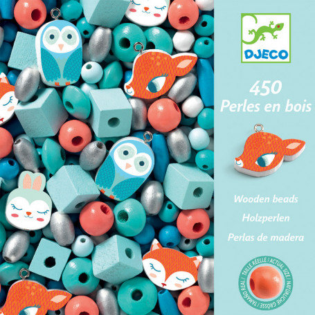 Perles en bois feuilles et fleurs - Djeco