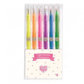 6 neon gel pens - Stationery page Djeco